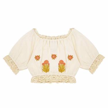 Beautiful Multi Color Embroidered Blouse Sweetheart And Round Neck Short Sleeves Perfect for Festive Celebrations Manufacturers, Suppliers, Exporters, Importers in San Diego