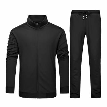 Black Polyester Tracksuit with Full Sleeves and Zipper Closure for Relaxed Casual Wear Manufacturers, Suppliers, Exporters, Importers in San Diego