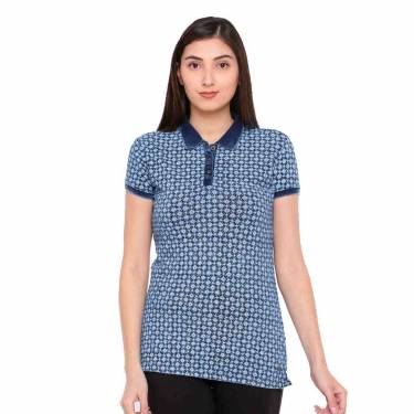 Blue Floral Polo Shirt with Polo Collar Cotton Regular Fit Short Sleeves Casual Style Manufacturers, Suppliers, Exporters, Importers in San Diego