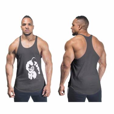 Breathable Polyester Sport Tank Top Mens Vest in Gray with Round Collar for Gym and Running Manufacturers, Suppliers, Exporters, Importers in San Diego