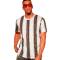 Brown and White Collarless Short Sleeve T-Shirt in Heavy Lycra with Geometric Design and Regular Fit Manufacturers, Suppliers, Exporters, Importers in Portugal