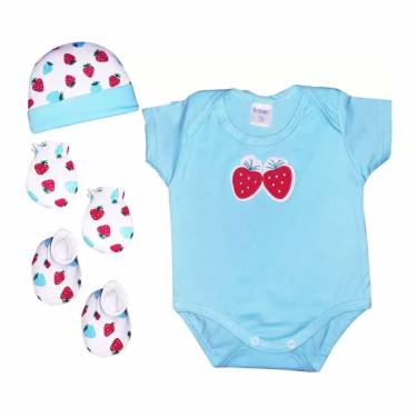 Comfortable Cotton Baby Romper with Button Closure Featuring Infant Bodysuit Cap Mittens and Booties Manufacturers, Suppliers, Exporters, Importers in San Diego