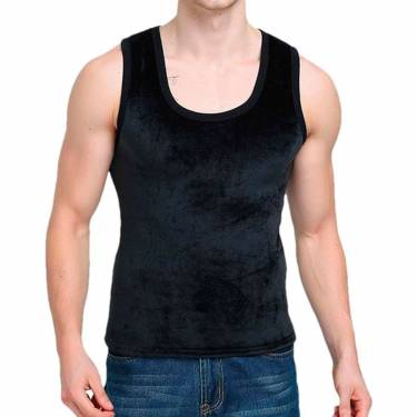 Comfortable Slim Fit Black Sports Thermal Vest for Men with Fleece Cotton Fabric and Pull On Closure Manufacturers, Suppliers, Exporters, Importers in San Diego