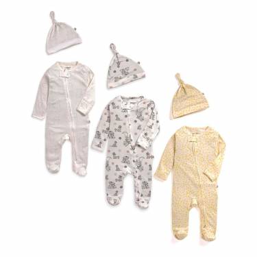 Cotton Multicolor Newborn Baby Sleepsuit Set with Zipper Closure and Pajama Set Manufacturers, Suppliers, Exporters, Importers in San Diego