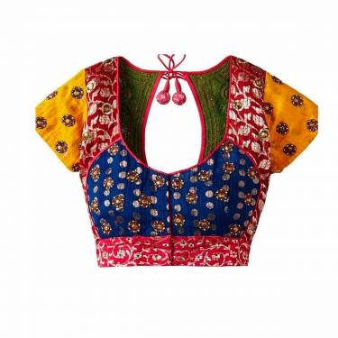 Elegant Design Festive Multi Color Brocade Designer Blouse Sweetheart Neck And Short Sleeves Manufacturers, Suppliers, Exporters, Importers in San Diego