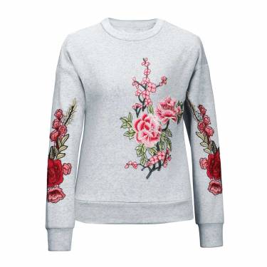 Embroidered Multi Color Sweatshirt for Women Long Sleeve Round Neck Casual Wear Manufacturers, Suppliers, Exporters, Importers in Spain