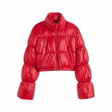 Fashionable Women Multi Color Cropped Puffer Jacket Studded Mock Collar Cotton Lining Long Sleeves Manufacturers, Suppliers, Exporters, Importers in Spain