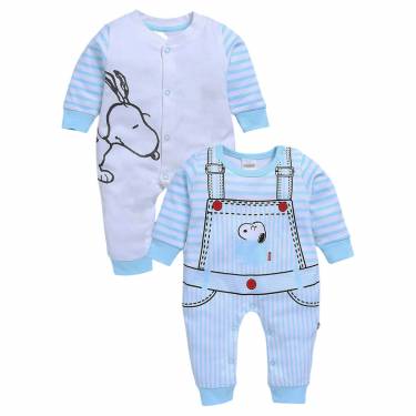 Infant Kids Romper Cotton Fabric Blue and White Long Sleeves Button Closure Manufacturers, Suppliers, Exporters, Importers in San Diego