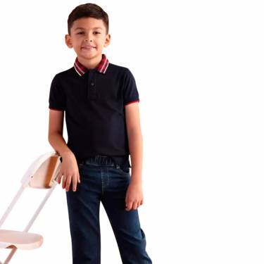 Kids Black Solid Polo Shirt Regular Fit with Half Sleeves and Button Closure Pure Cotton Manufacturers, Suppliers, Exporters, Importers in Spain
