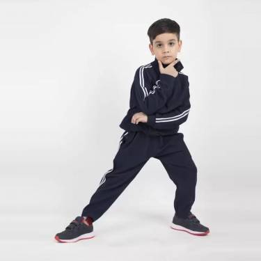 Kids Blue Polycotton Tracksuit with Stand Collar and Full Sleeves for Casual Wear Manufacturers, Suppliers, Exporters, Importers in San Diego
