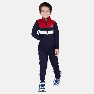Kids Blue Tracksuit in Cotton Blend with Full Sleeves and Colorblock Style Manufacturers, Suppliers, Exporters, Importers in San Diego