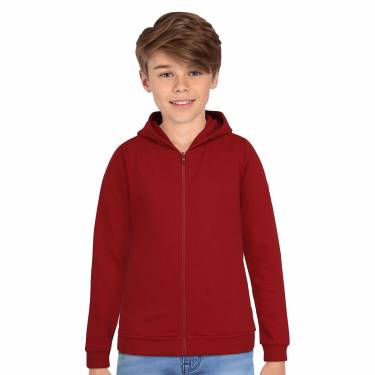 Kids Maroon Full Sleeve Zipper Hooded Sweatshirt Solid Pattern Casual Cotton Blend Manufacturers, Suppliers, Exporters, Importers in San Diego
