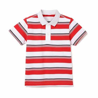 Kids Multicolor Striped Polo Collar Shirt with Button Closure and Short Sleeves Regular Fit Manufacturers, Suppliers, Exporters, Importers in Spain