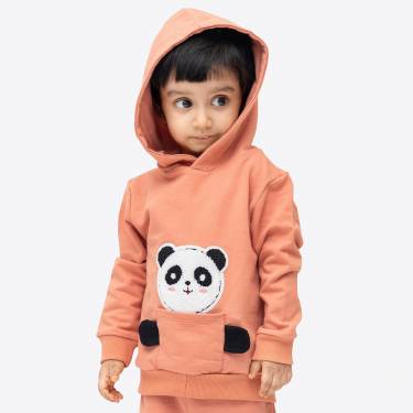Kids Relaxed Fit Hooded Neck Full Sleeve Zipper Cotton Loopknit Jacket in Orange Manufacturers, Suppliers, Exporters, Importers in San Diego