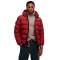 Mens Regular Fit Puffer Jacket in Maroon Polyester Fabric with Hooded Neck and Solid Pattern Manufacturers, Suppliers, Exporters, Importers in Faisalabad