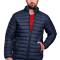 Navy Blue Puffer Jacket for Men with Stand Collar and Full Sleeves in Nylon Fabric Manufacturers, Suppliers, Exporters, Importers in Faisalabad