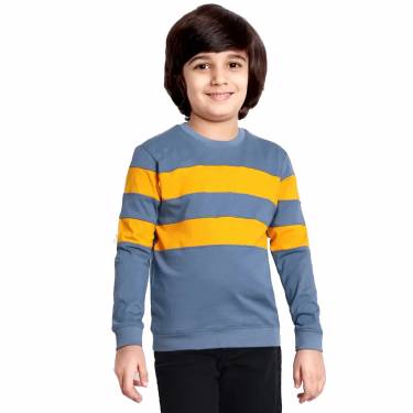 Pure Cotton Multicolor Striped Full Sleeve T-Shirt for Kids with Round Neck and Regular Fit Manufacturers, Suppliers, Exporters, Importers in San Diego