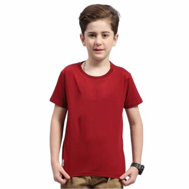 Regular Fit Maroon Knitted Cotton T-Shirt for Kids with Round Neck and Short Sleeves Manufacturers, Suppliers, Exporters, Importers in San Diego
