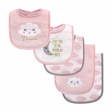 Reversible Organic Cotton Newborn Baby Bits Burp Cloth Set with Solid Printed Embroidered Manufacturers, Suppliers, Exporters, Importers in San Diego
