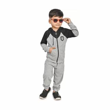 Soft and Breathable Cotton Kids Tracksuit with Regular Fit and Solid Pattern in Gray Manufacturers, Suppliers, Exporters, Importers in San Diego