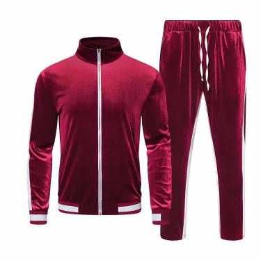 Solid Black and Red Polyester Mens Tracksuit with Full Sleeves and Zipper Closure for Comfort Manufacturers, Suppliers, Exporters, Importers in San Diego