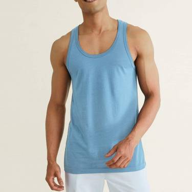 Solid Color Better Blue Sleeveless Ribbed Vest with Comfortable Spandex Material Manufacturers, Suppliers, Exporters, Importers in San Diego