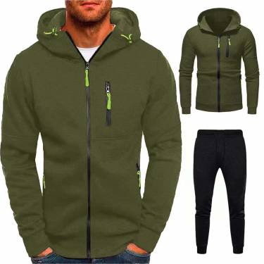 Stylish Black and Green Polyester Mens Tracksuit with Full Sleeves and Hooded Design Manufacturers, Suppliers, Exporters, Importers in San Diego
