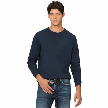 Stylish Dark Blue Solid Pattern Crew Neck Sweatshirt with Full Sleeves for Casual Wear Manufacturers, Suppliers, Exporters, Importers in Warsaw
