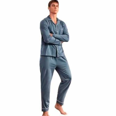 Stylish Gray Solid Mens Nightwear with Long Sleeves and V Neck Design in Spandex Cotton Manufacturers, Suppliers, Exporters, Importers in Spain