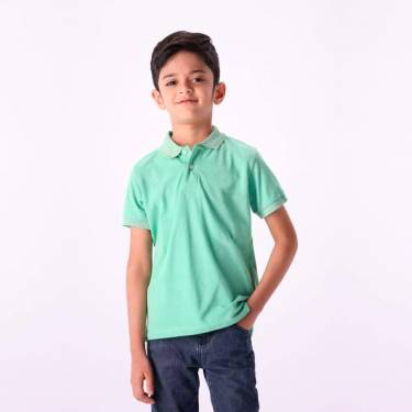 Stylish Kids Mint Green Polo Shirt with Half Sleeves Regular Fit Customized Designs Cotton Manufacturers, Suppliers, Exporters, Importers in Spain