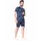 Stylish Navy Blue Printed Nightwear for mens with Regular Fit and V Neck Design in Lycra Cotton Manufacturers, Suppliers, Exporters, Importers in Spain