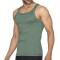 Stylish Solid Olive Green Innerwear Gym Vest in Cotton with Scoop Neck and Sleeveless Design Manufacturers, Suppliers, Exporters, Importers in San Diego