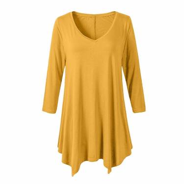Stylish V Neck Tunic Top for Women Knitted Fit and Flare Design Three Quarter Sleeves Manufacturers, Suppliers, Exporters, Importers in San Diego
