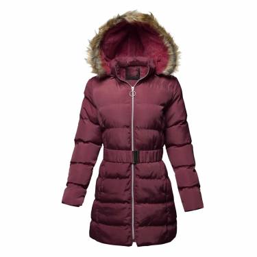 Trendy Women Multi Color Puffer Jacket Hooded Longline Insulator with Zip Closure and Belt Casual Style Manufacturers, Suppliers, Exporters, Importers in Spain