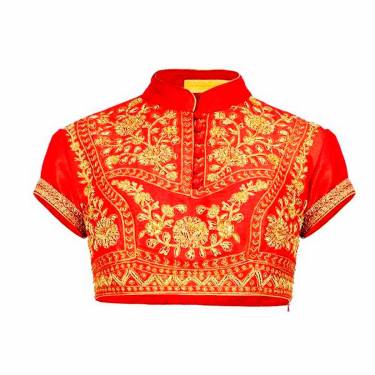 Velvet High Neck Blouse with Sweetheart Neck Short Sleeves Hook and Eye Closure for Festive Occasion Manufacturers, Suppliers, Exporters, Importers in San Diego
