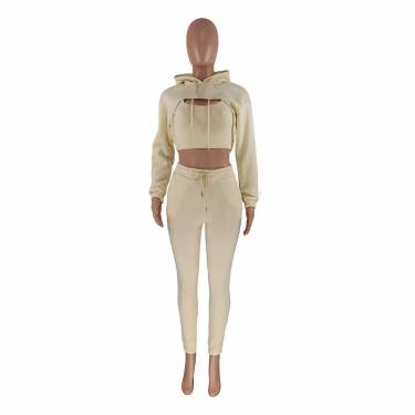 Women Cropped Tracksuit Set Multi Color Solid Design Cotton Long Sleeves Casual Wear Manufacturers, Suppliers, Exporters, Importers in San Diego