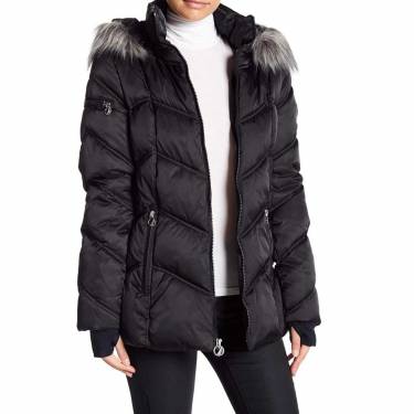 Women Stylish Black Faux Fur Trim Puffer Jacket Longline Hooded Design Zip Closure Casual Occasion Manufacturers, Suppliers, Exporters, Importers in Spain